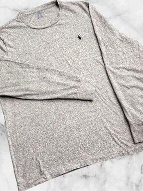 Polo Ralph Lauren Shirt Mens M Custom Slim Fit Long Sleeve Cotton Gray Pony
